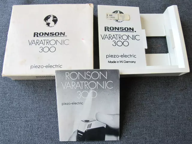Vintage Ronson Varatronic 300 lighter box empty + papers