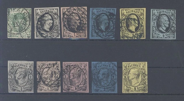Sachsen Mi.Nr. 2-11, Freimarken 1851-56 gestempelt. (3909)