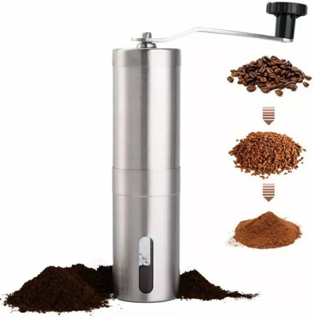 Manual Coffee Grinder Mill Hand Beans Nuts Adjustable Conical Ceramic Burr Spice