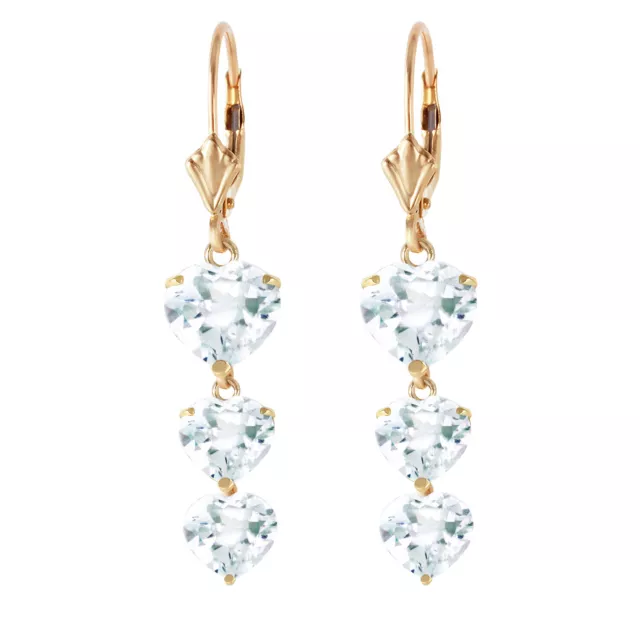 14K. SOLID GOLD CHANDELIERS EARRING WITH AQUAMARINES (Yellow Gold)