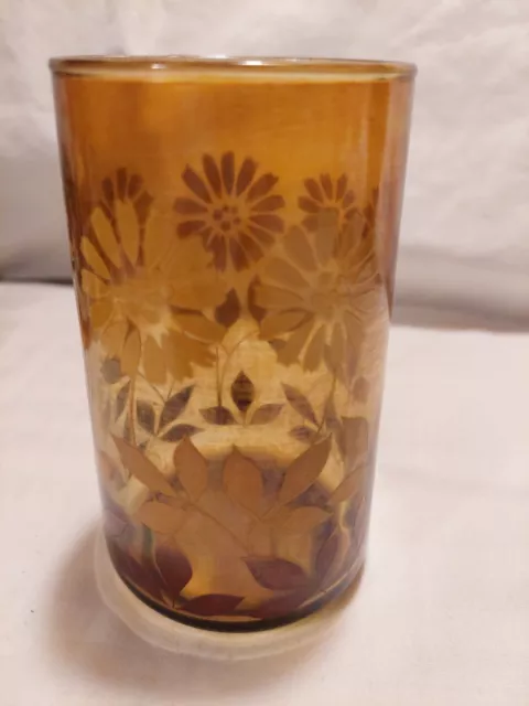 Vintage MCM Libbey Brown Fade Daisy Juice Glass