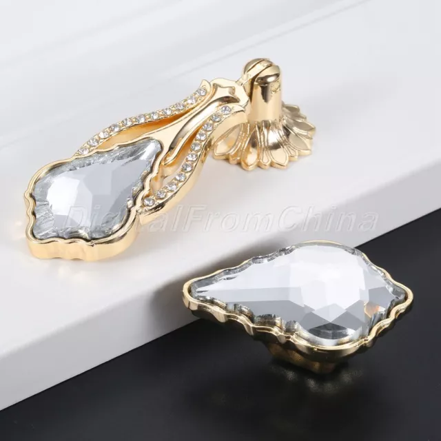 Crystal Handle Door Pulls Kitchen Cabinet Drawer Knob Furniture Hardware Decor