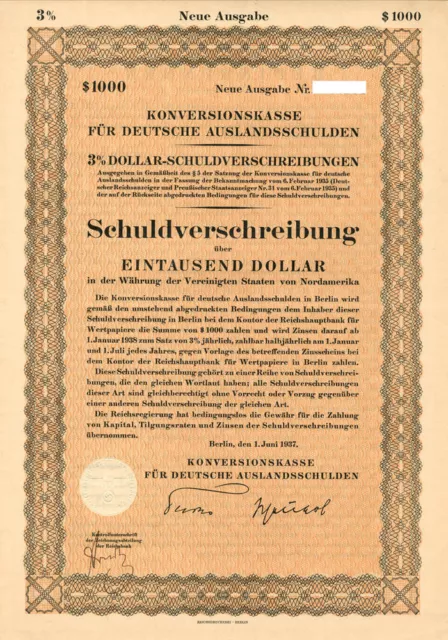 Schuldverschreibung - $1,000 Bond (Uncanceled) - Foreign Bonds