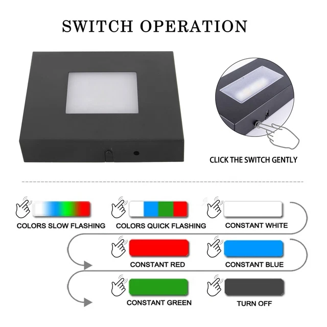 KELAWOLY MULTI COLOR LED Light Base USB Battery Powered Square Display ...