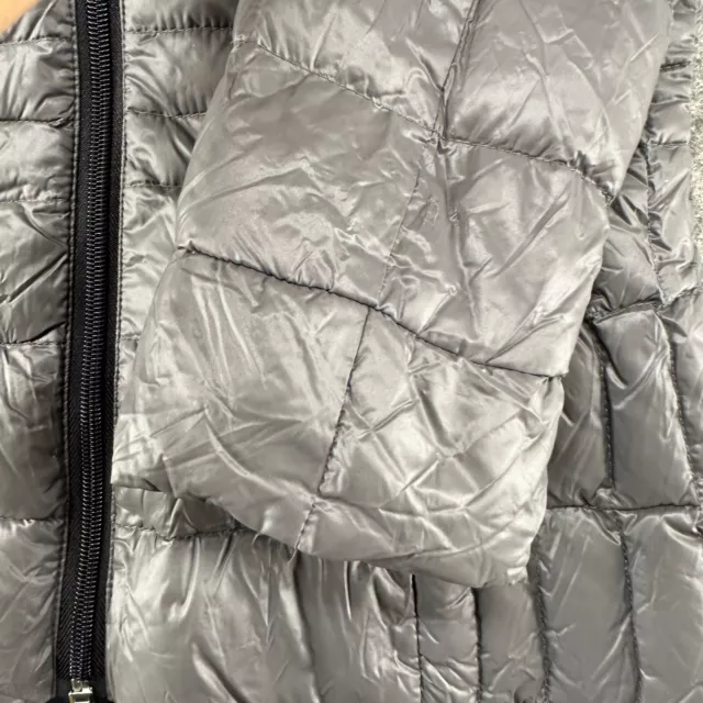 Bernardo Jacket Womens Medium Grey Goose Down Insulated Hooded Puffer Packable 3