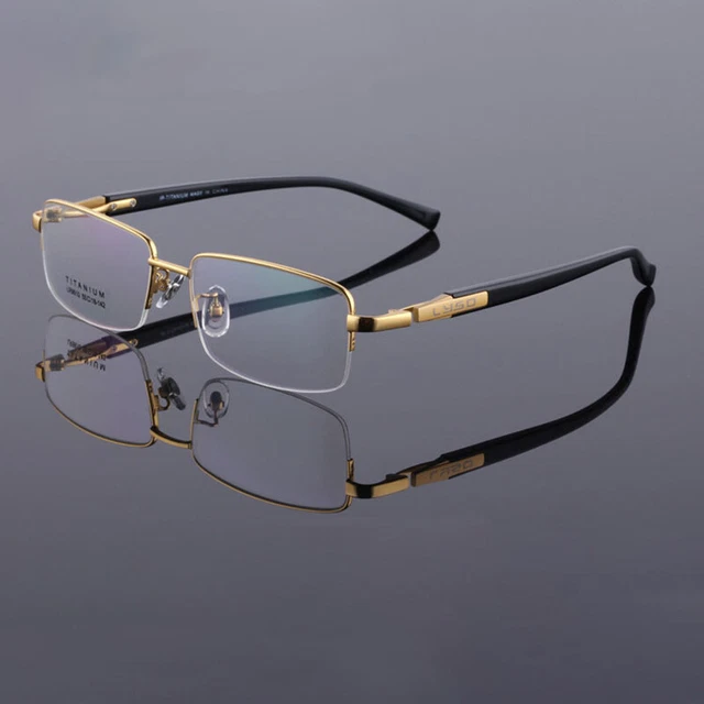 TITANIUM EYEGLASS FRAMES for Men Glasses Frame Half Rimless Spectacle ...