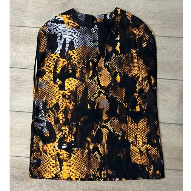 Alexander McQueen Amber Snake Blouse Gold/Black Women Size 38 Printed Sleeveless