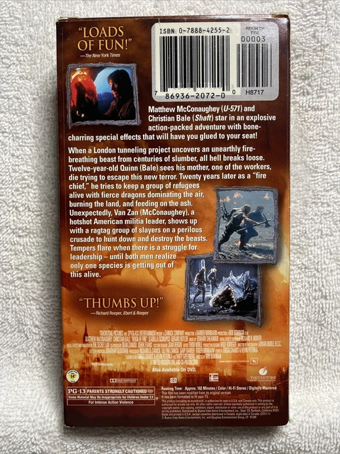 REIGN OF FIRE (VHS, 2002) Matthew McConaughey - Christian Bale - Pre