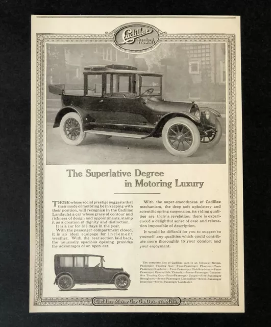 1917 Cadillac Advertisement Motoring Luxury Car Antique Photo Print AD