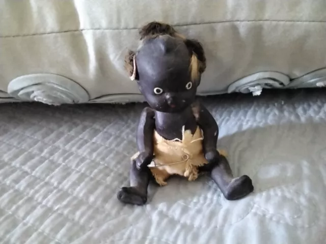 VTG Jointed Doll Black African American Bisque Porcelain Japan