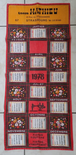 ANCIEN TORCHON CALENDRIER Année 1990 Auto Voiture Ptt La Poste