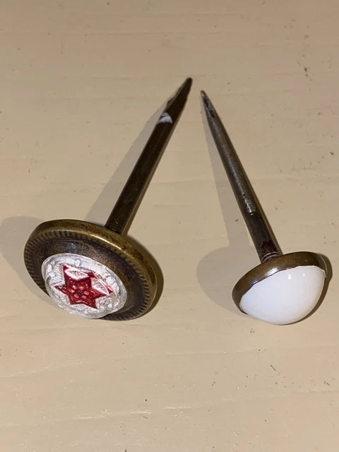 (2) Antoque Victorian Nails Glass Head  Star David