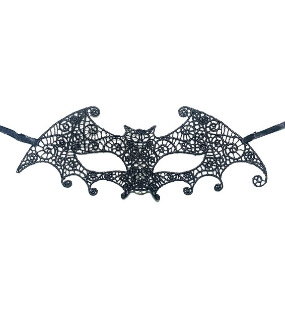 Masque grande chauve-souris en dentelle rigide avec arabesque, élégant gothique,