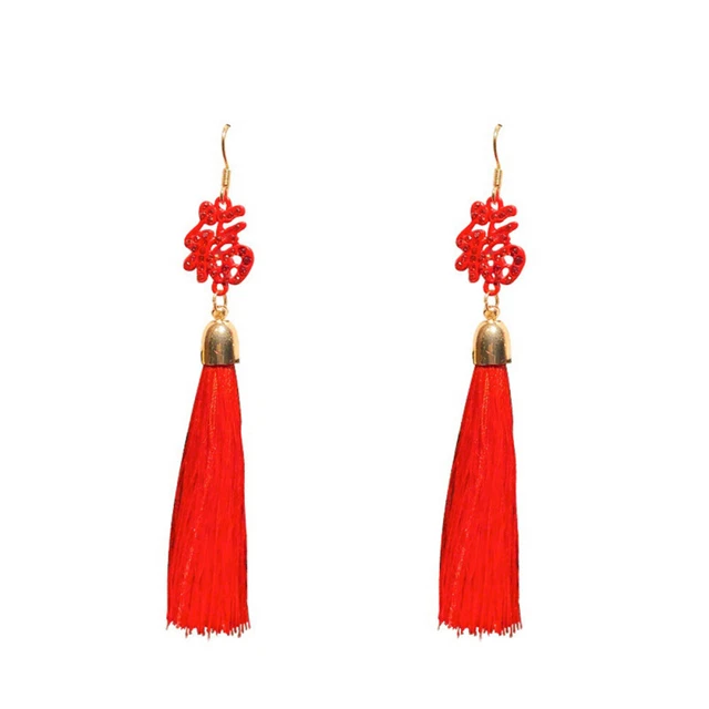 National Style Earring Jewelry Eardrop Chinese Dangle Earrings Miss Tassel