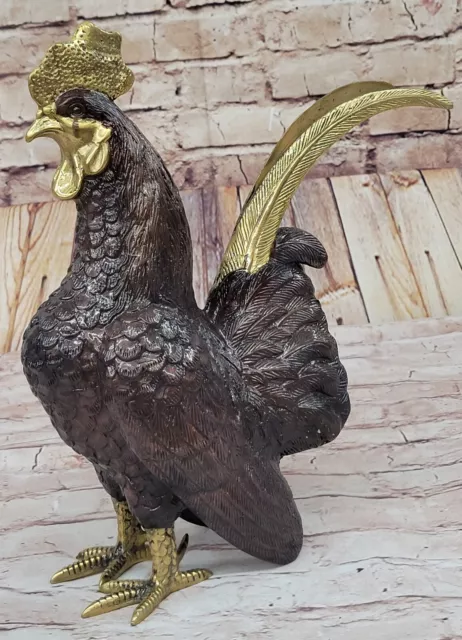 Bronze Hahn Henne Vogel Statue Hot Guss Moigniez Skulptur