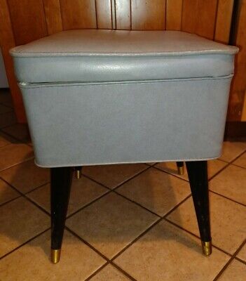 VTG Mid Century MCM Babcock Phillips Hassock OTTOMAN Sewing Seat BENCH w STORAGE 3