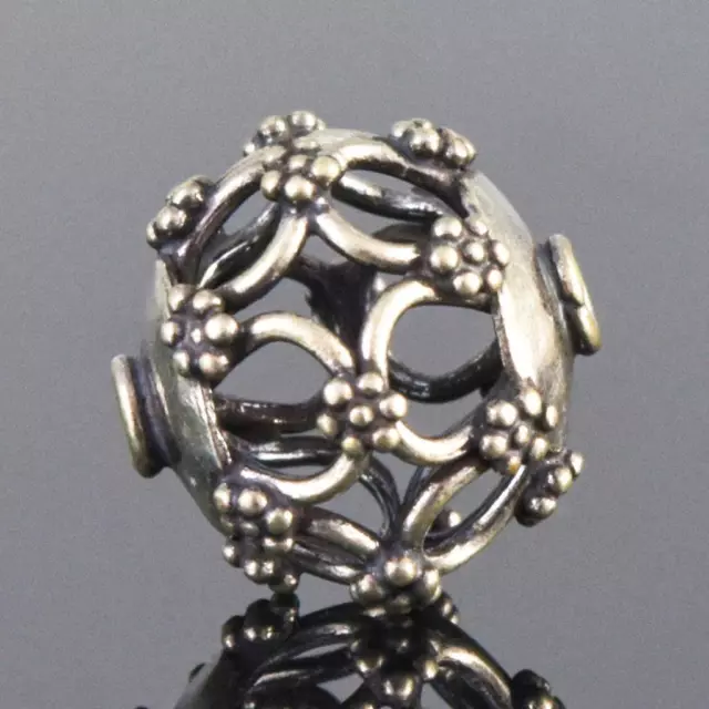 12.8mm solid 925 Sterling Silver Granulation Wire Work Bali Bead Handmade 1.95g
