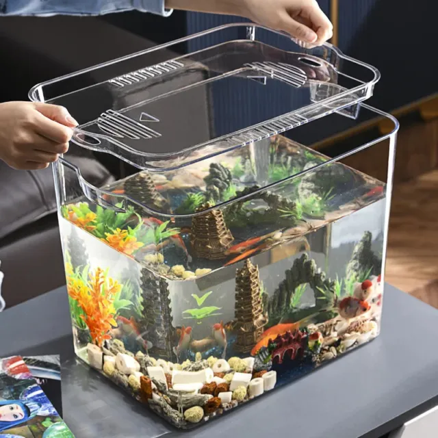 PET Fish Tank Tabletop Mobile Small, Water Tank, Aquarium Box