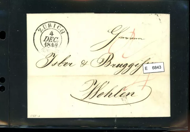 BM2582, Schweiz Vorphilatelie, Brief nach Wohlen (Aargau), aus Zürich, 1840