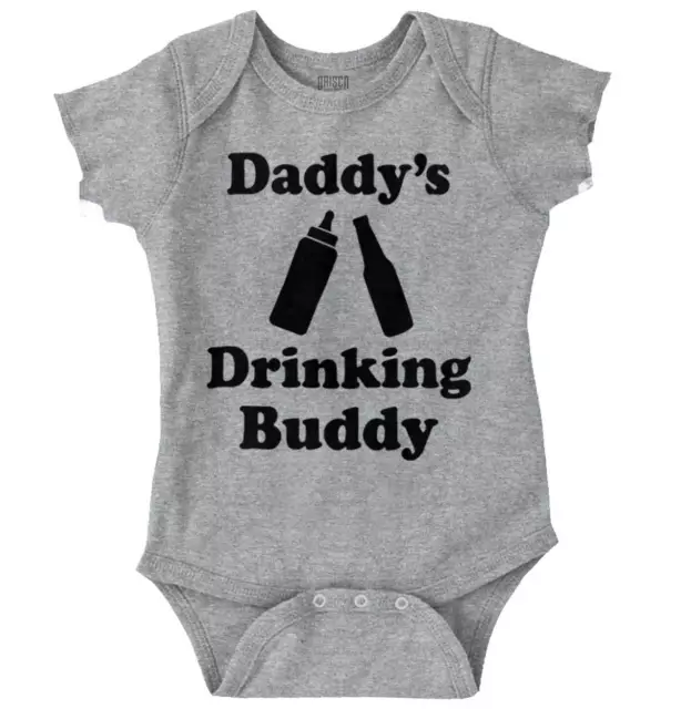 Daddys Drinking Buddy Funny Cute Shower Gift Newborn Baby Boy Girl Infant Romper