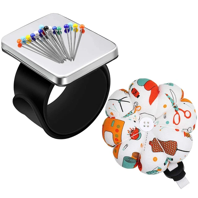 2 Pieces Pin Cushion Holders, Include Wrist Pin Cushions And Magnetic Wrist Se