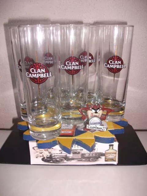 (a) 6 verres Whisky Clan Campbell 22 cl N No Ricard BIEN LIRE L'ANNONCE