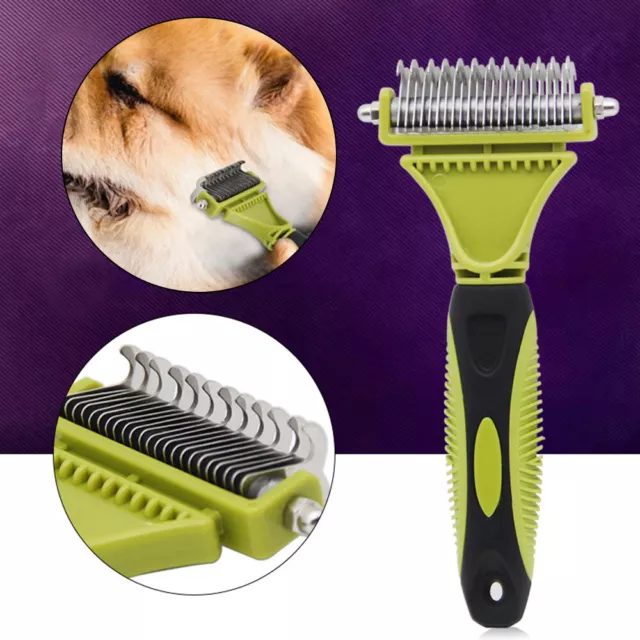 Pet Hair Fur Shedding Trimmer Dog Cat Grooming Dematting Rake Comb Brush Tool