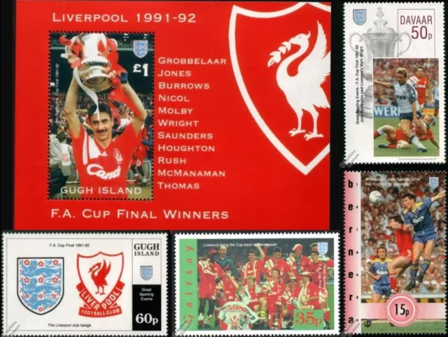 LIVERPOOL FC FA CUP Winners 1991-1992 Football Club Stamps (Ian Rush)