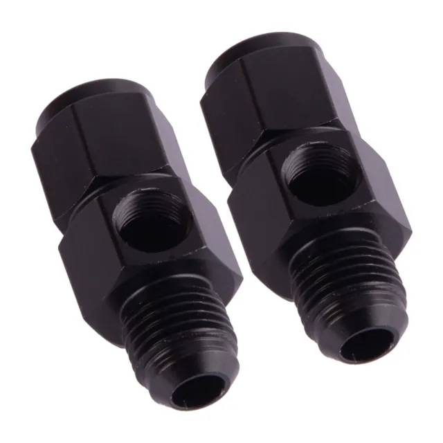 2Pcs Male to Female Fitting with 1/8" NPT Gauge Sensor Side Port Adapter AN6