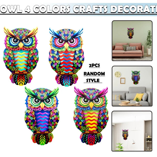 2PCS Owl Ornament Outdoor Fence Decorations Metal Wall Decor Hanging G