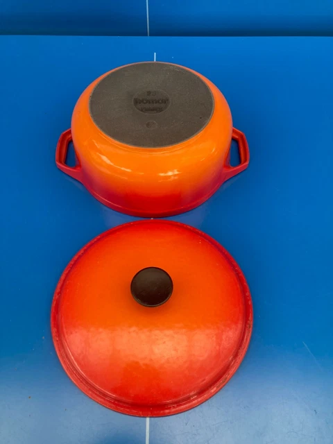 NOMAR IDEM Le Creuset FRANCE Cocotte EN Fonte RONDE Vintage MODELE Orange N° 23 | eBay