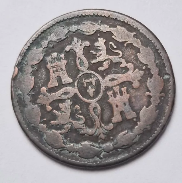 Pièce de monnaie 8 maravedis Ferdinand VII Espagne
