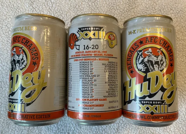 1988 Sealed Cincinnati Bengals HuDey Hudepohl Super Bowl XXIII 6pack Cans Hudy