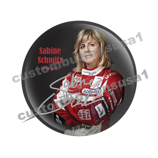 SABINE SCHMITZ BUTTON TOP GEAR RACE CAR DRIVER QUEEN OF NURBURGRING