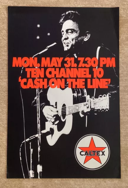 Johnny Cash Promo Poster For Australian TV Appearance, 1973. Caltex Channel 10