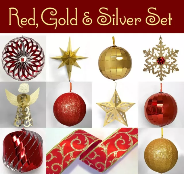 MAGIC ORNAMENTS: All your ornaments in ONE Envelope 41 Pc Red Gold Christmas Set 3