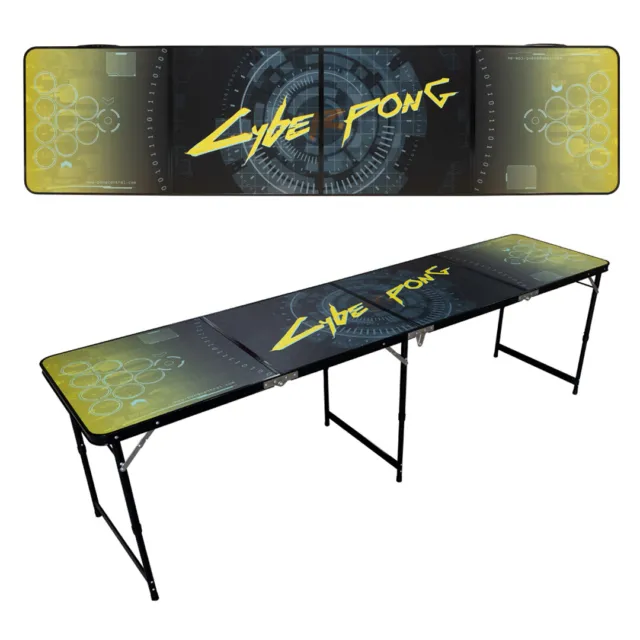 CYBER PUNK ANIME STYLE BEER PONG TABLE 8ft - Black Frame | Drinking Game