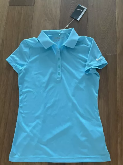 Nike Golf Shirt Womens Blue Dri-fit Polo Tour Performance Small S NWT