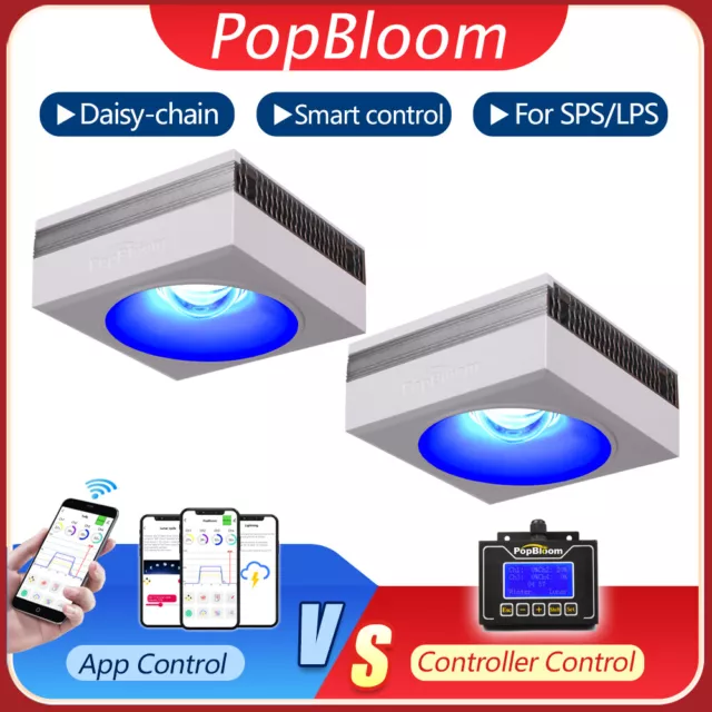 2PCS PopBloom RS90 Marine Aquarium LED Light for 80-120cm Reef Coral Marine Tank