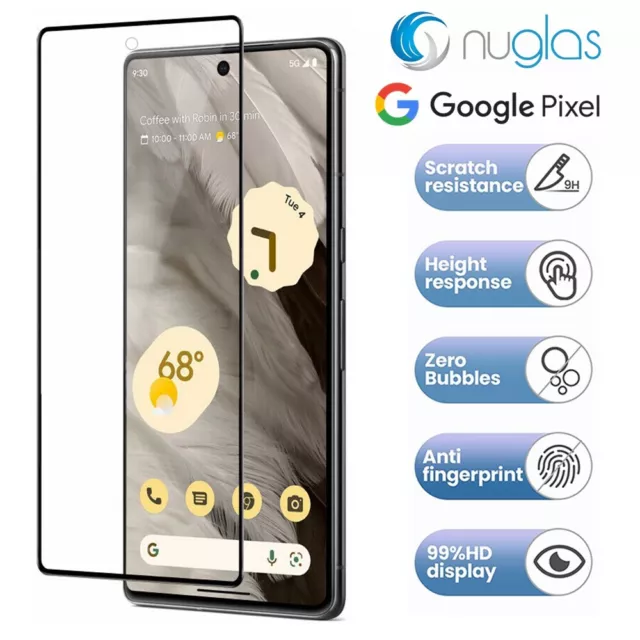 Screen Protector Nuglas Clear Tempered Glass For Google Pixel 8 Pro 7 6a Flat 3D