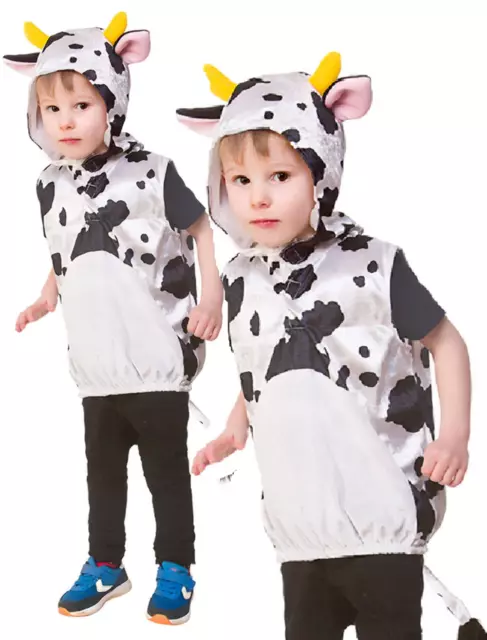 Kind Kuh Kostüm Bauernhof Tier Jungen Mädchen Verkleidung Buch Tag Outfit Kinder