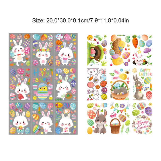 9 Sheets Easter Window Stickers Festival Adorn Bunny Egg Decals Glass Decal 2