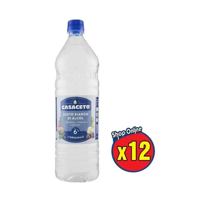 Set 12 Casaceto Aceto Bianco Di Alcol In Confezione Da 1 Litro ( 12 X 1 Lt)