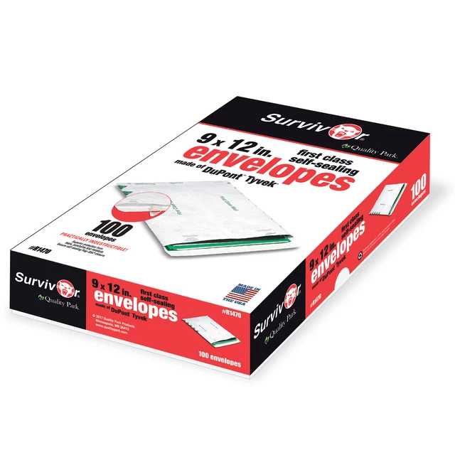 Tyvek Open-End Envelope,1st Class,9"x12",100/BX,WE