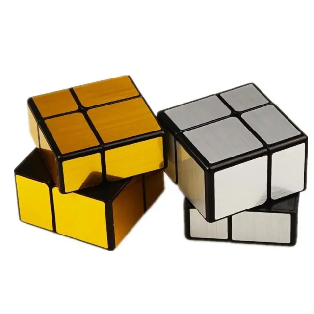 QiYi Mirror 2x2 Magic Cube Puzzle Speed Magic Cube Golden/Silver Sticker Cube