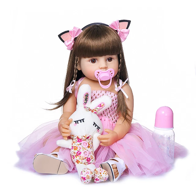 Decdeal 22 inch    Silicone Full Body Lifelike Cute Bath U8N8