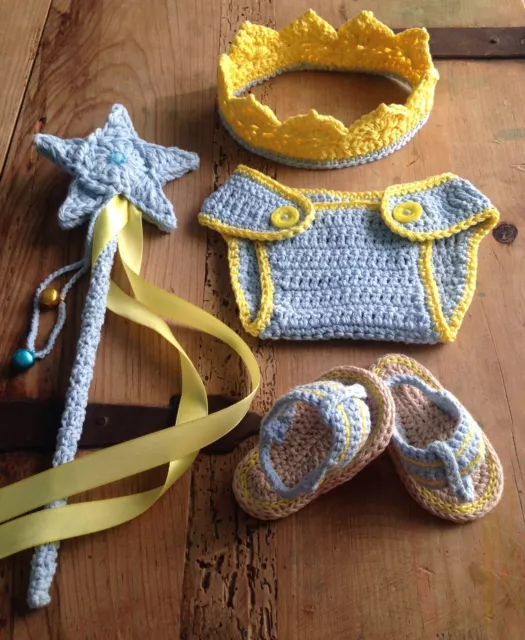 Disfraz Crochet Conjunto Bebe Recién Nacido Atrezo Cubrepañal Ropa