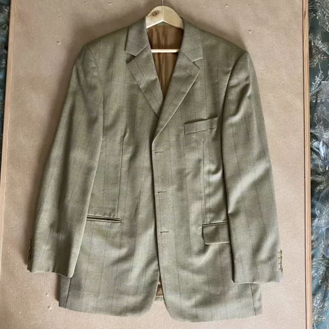 Giacca blazer vintage C&A Westbury pura lana beige oro a quadretti EUR 52