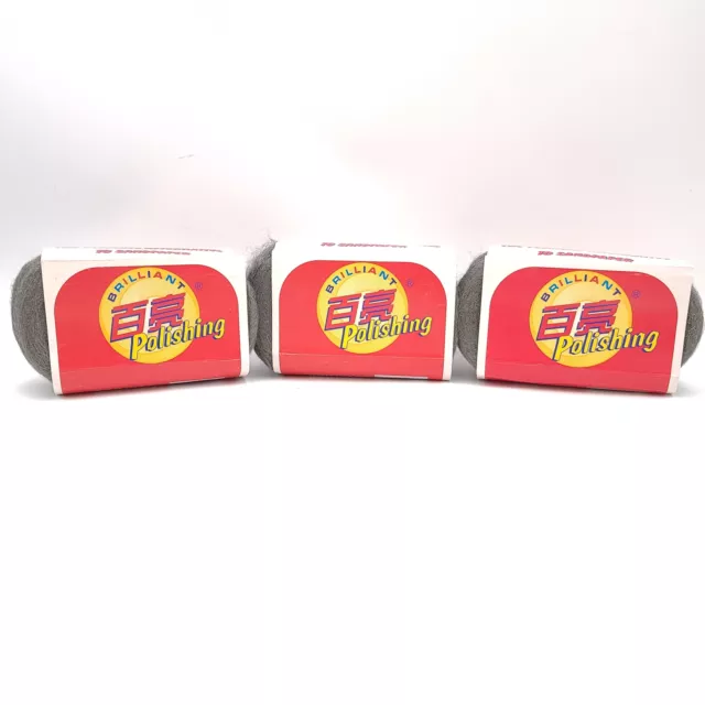 Brilliant Polishing Fine Steel Wool 0000# 3 Pack Grinding Polishing Cleaning Pad
