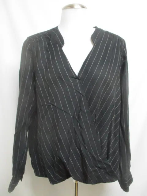 GENERATION LOVE black white striped snap front long sleeve shirt top blouse sz M